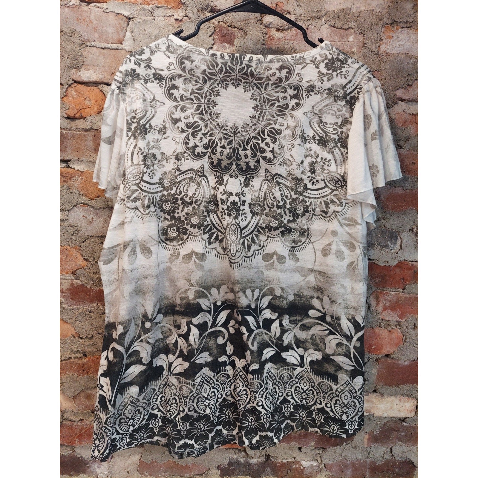 Terra & Sky Womens Short Sleeve T Shirt 1X 16W 18W Floral Paisley Mandala Print