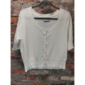 Croft & Barrow Womens Cardigan L White Short Sleeve Button Front Textured Knit