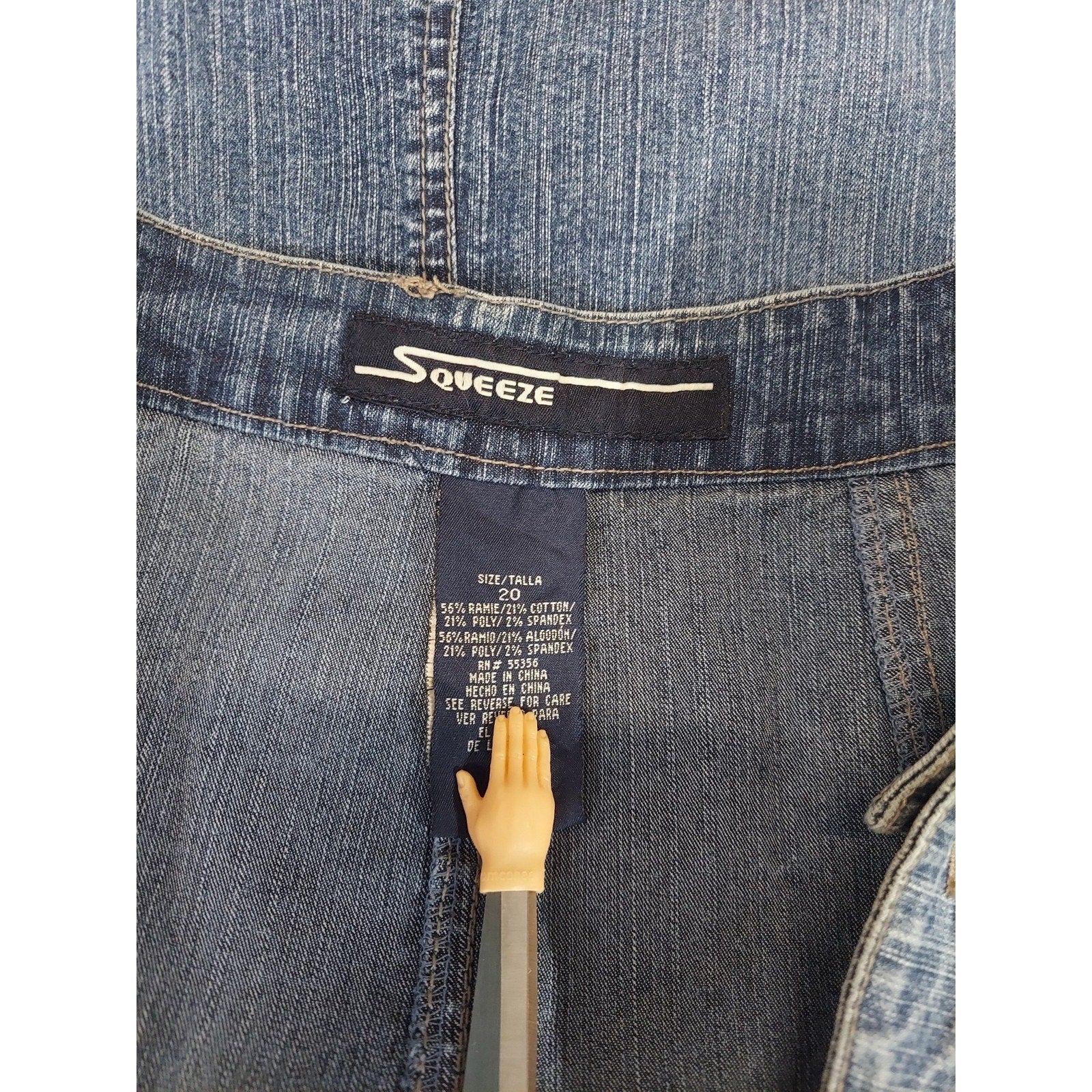 Squeeze Womens Denim Skirt 22W Light Wash Blue Ramie Cotton A Line Midi
