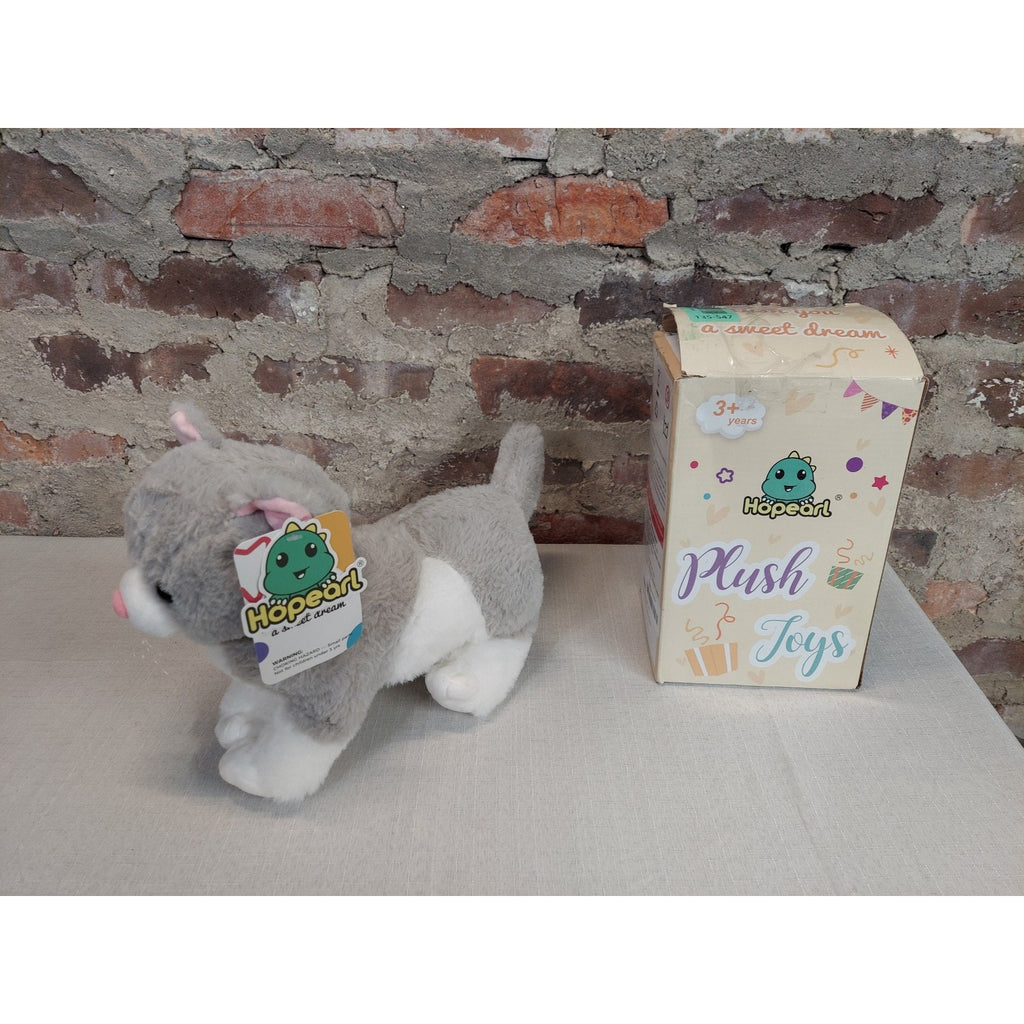 Höpearl Cat Plush Toy Electronic Stuffed Animal Gray White Kids Ages 3+