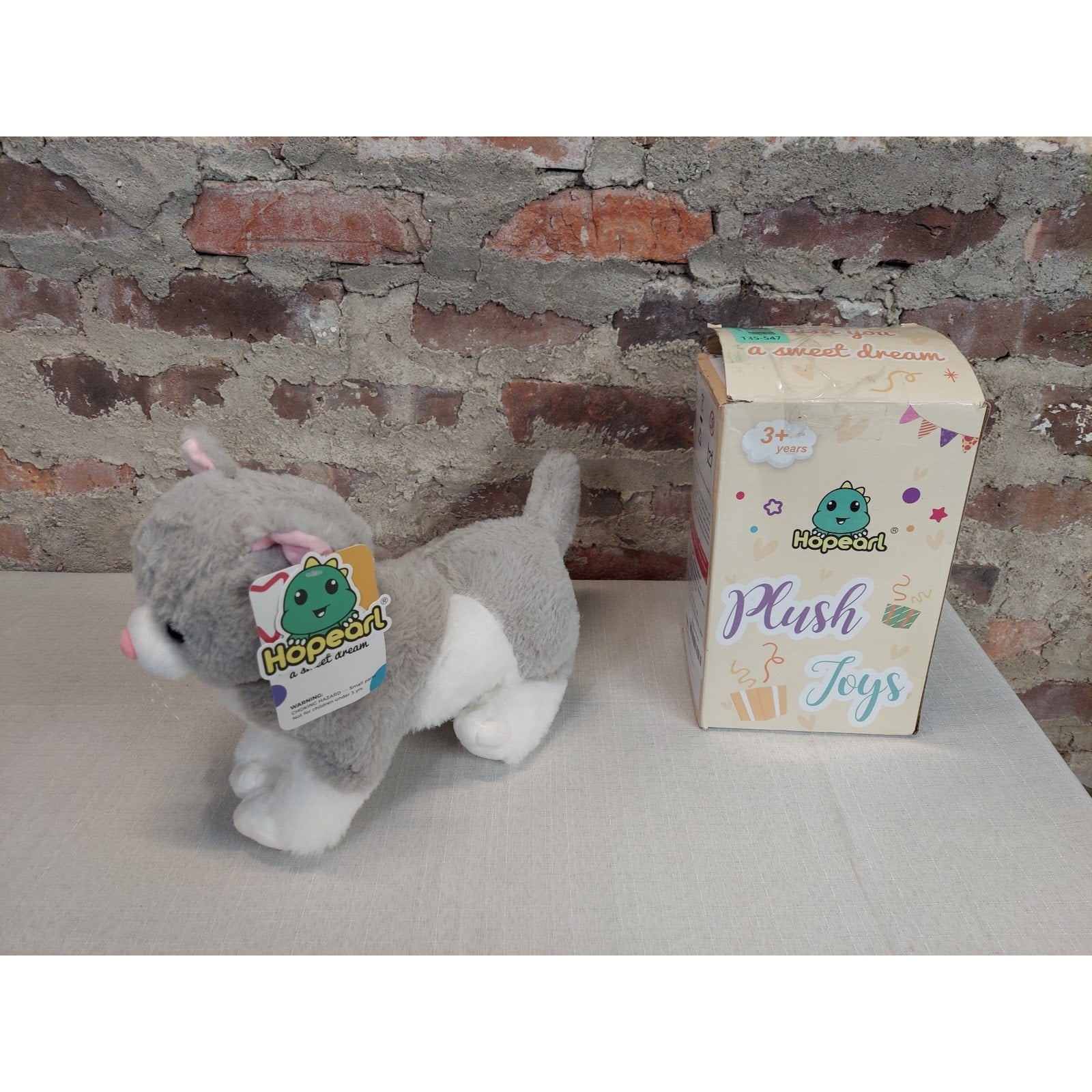 Höpearl Cat Plush Toy Electronic Stuffed Animal Gray White Kids Ages 3+