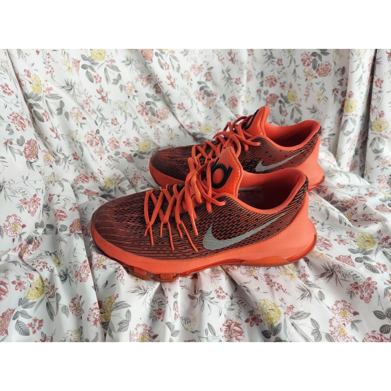 Nike KD 8 Youth 5Y Orange Black Basketball Athletic Training Low Top Shoes