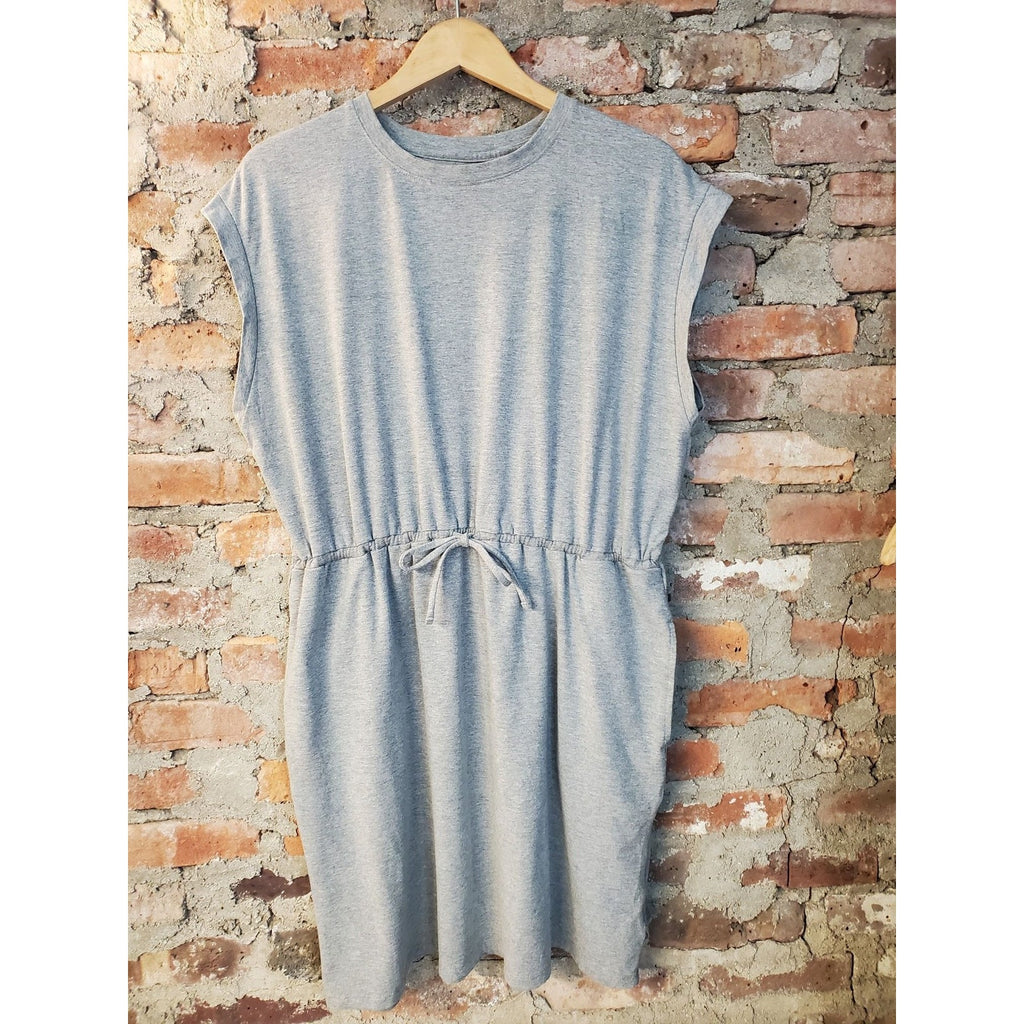 A New Day Womens T-Shirt Dress Size XX-Large Gray Sleeveless Drawstring Waist