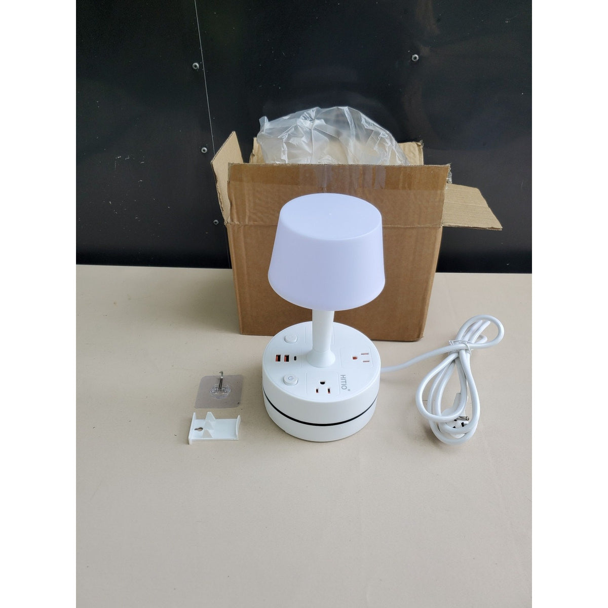 HIITIO Desk Lamp Power Strip USB Charger 3 Color Adjustable Night Light AC