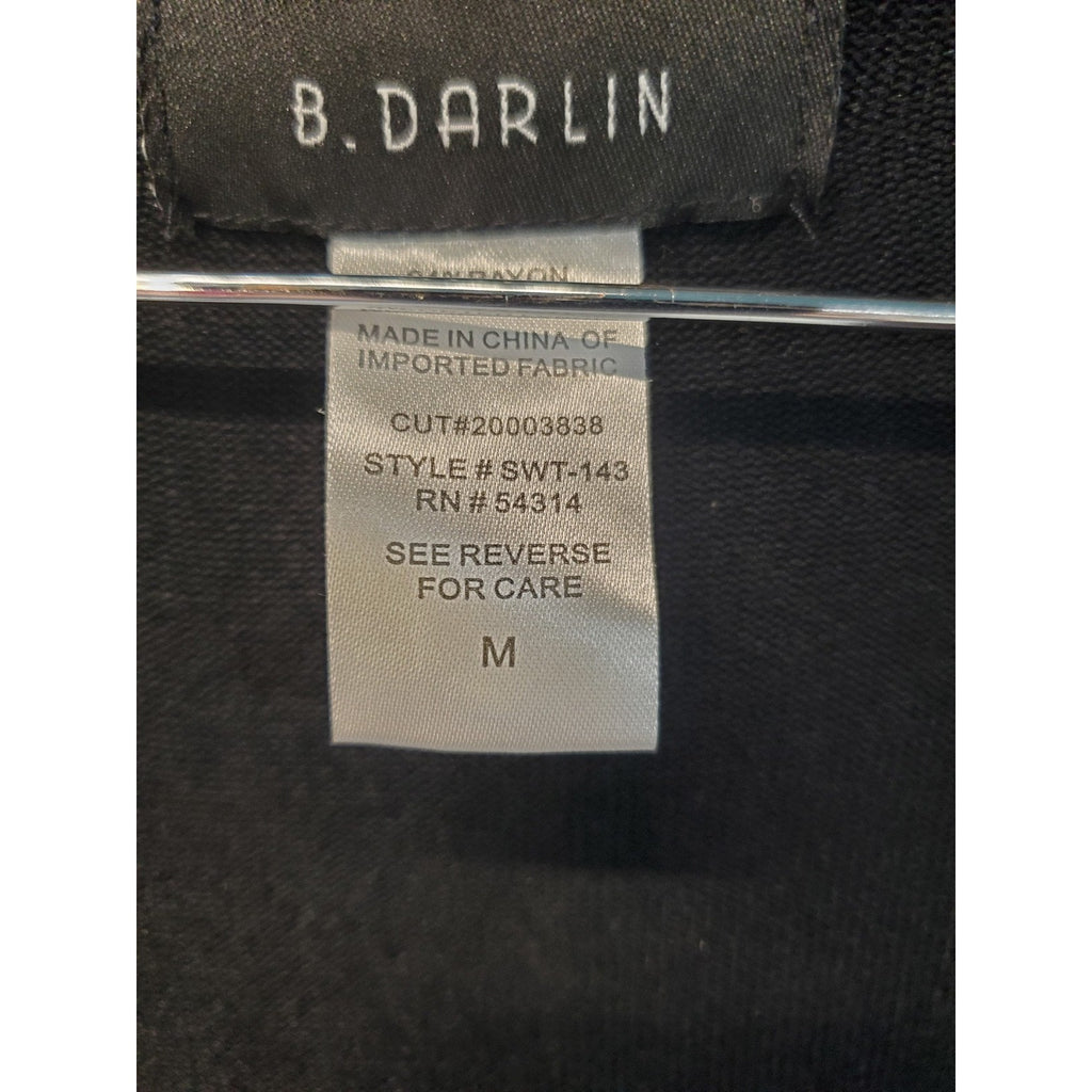 B Darlin Womens Shrug Cardigan M Black Open Front Cropped Long Sleeve