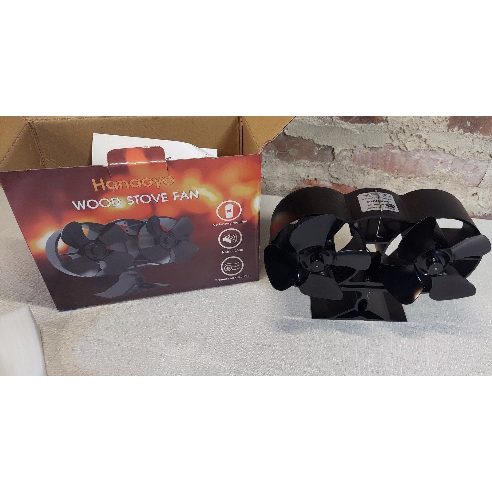 Hanaoyo Wood Stove Fan Heat Powered Dual Motor Quiet Circulation No Battery