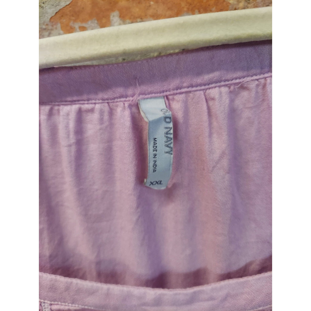Old Navy Womens Sleeveless Top XXL Lavender Square Neck Pleated Pintuck Cotton
