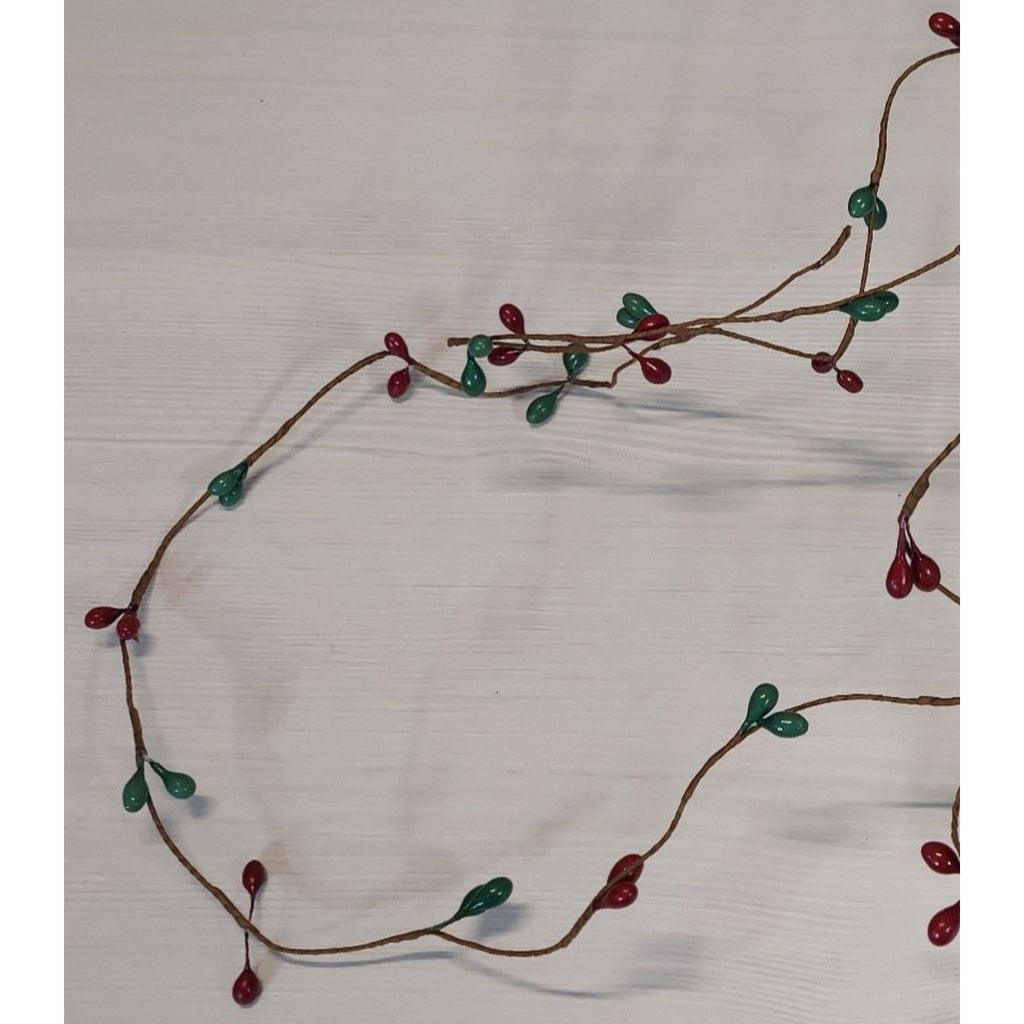 Christmas Red Green Pip Berry Garland Wired Rustic Holiday Home Decor Lot 2 10'