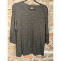 Cj Banks Womens Top T Shirt Plus Size 1X Black Cherry Print 3/4 Sleeve Cotton