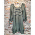 City Chic Womens Dress XXS Olive Green Long Sleeve Square Neck Ruffle Tiered