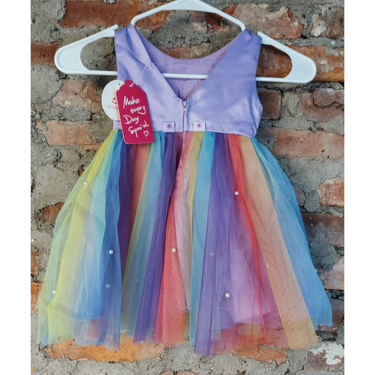 Baby Girl 12 months Purple Rainbow Multicolor Tutu Dress Pearl Tulle Party