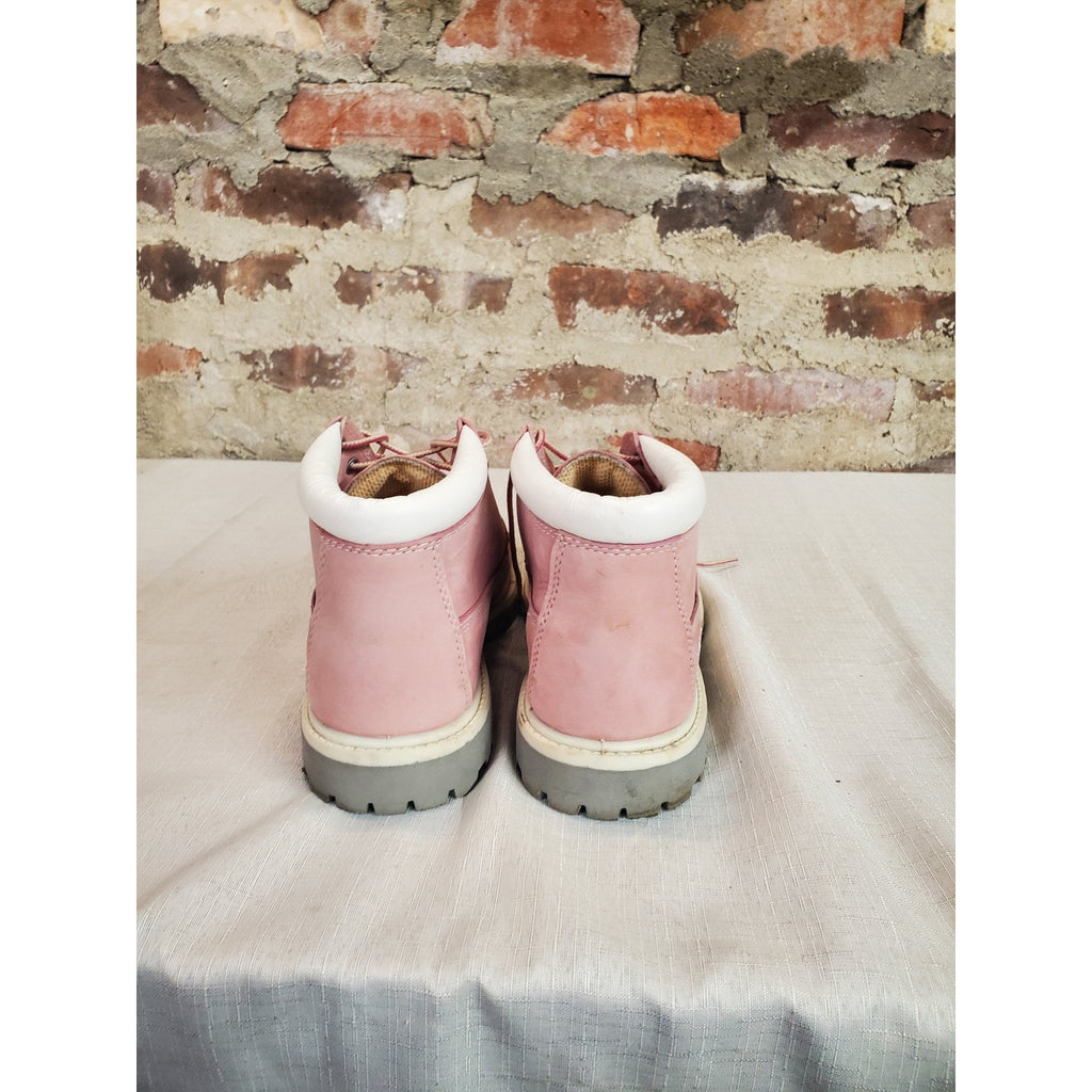 Timberland Womens Ankle Boots 8M Pink Waterproof Leather Lug Sole A2617