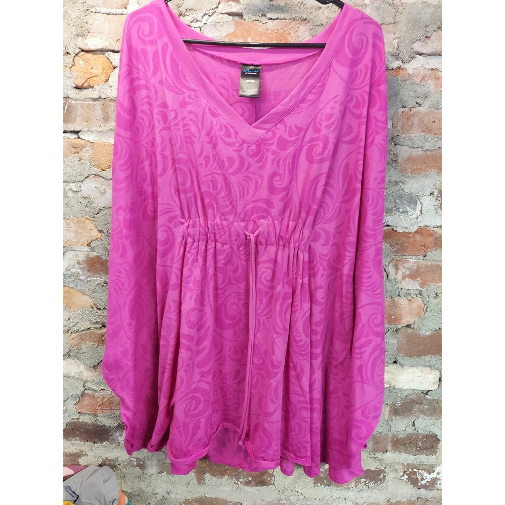 Catalina Cover Up Womens Plus Size 2X 18W 20W Drawstring Pink Patterned