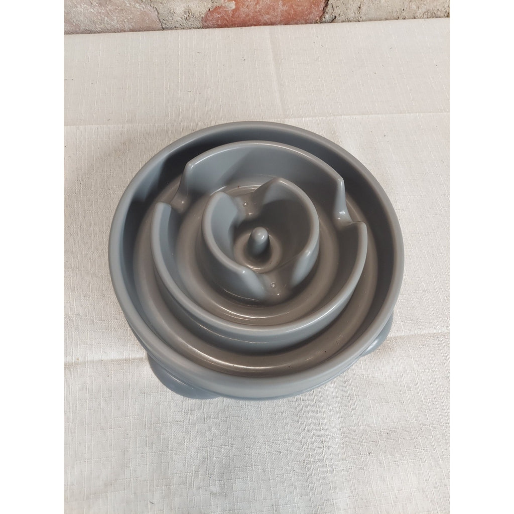 Petmolly Slow Feeder Bowl Dog Cat Bloat Stop Anti Gulp Gray 8 Inch