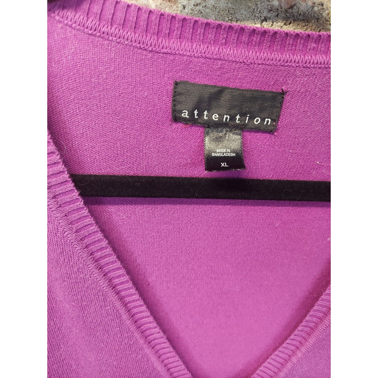 Attention Womens Cardigan XL Purple V Neck Button Up Long Sleeve Sweater