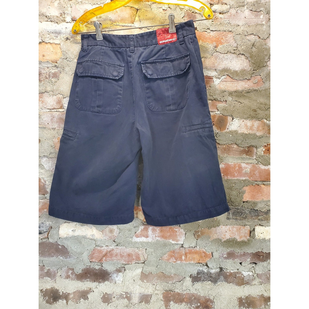 Quiksilver Boys Cargo Shorts 16 28 Waist Navy Blue Cotton Zipper Pockets