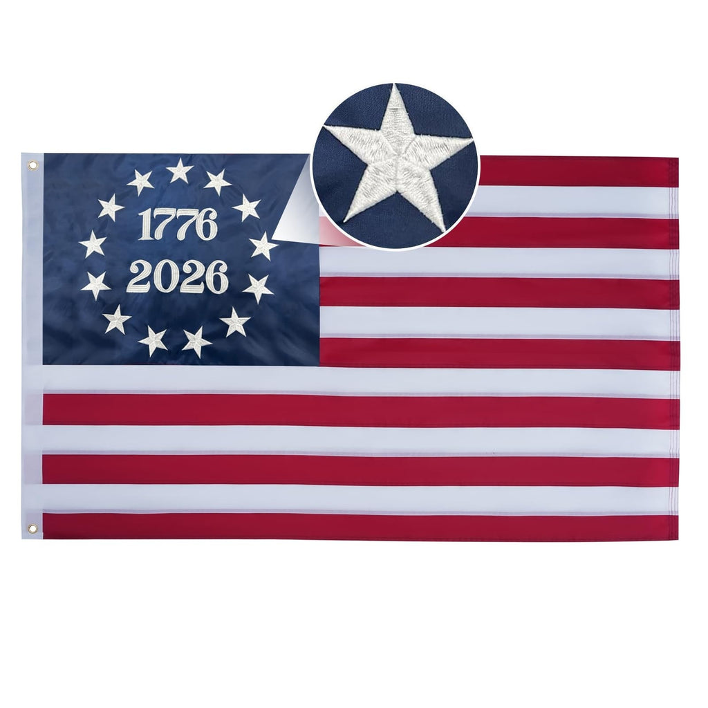 American Flags USA 250th Anniversary Flag 1776-2026 Embroidered Stars 3x5 Ft New