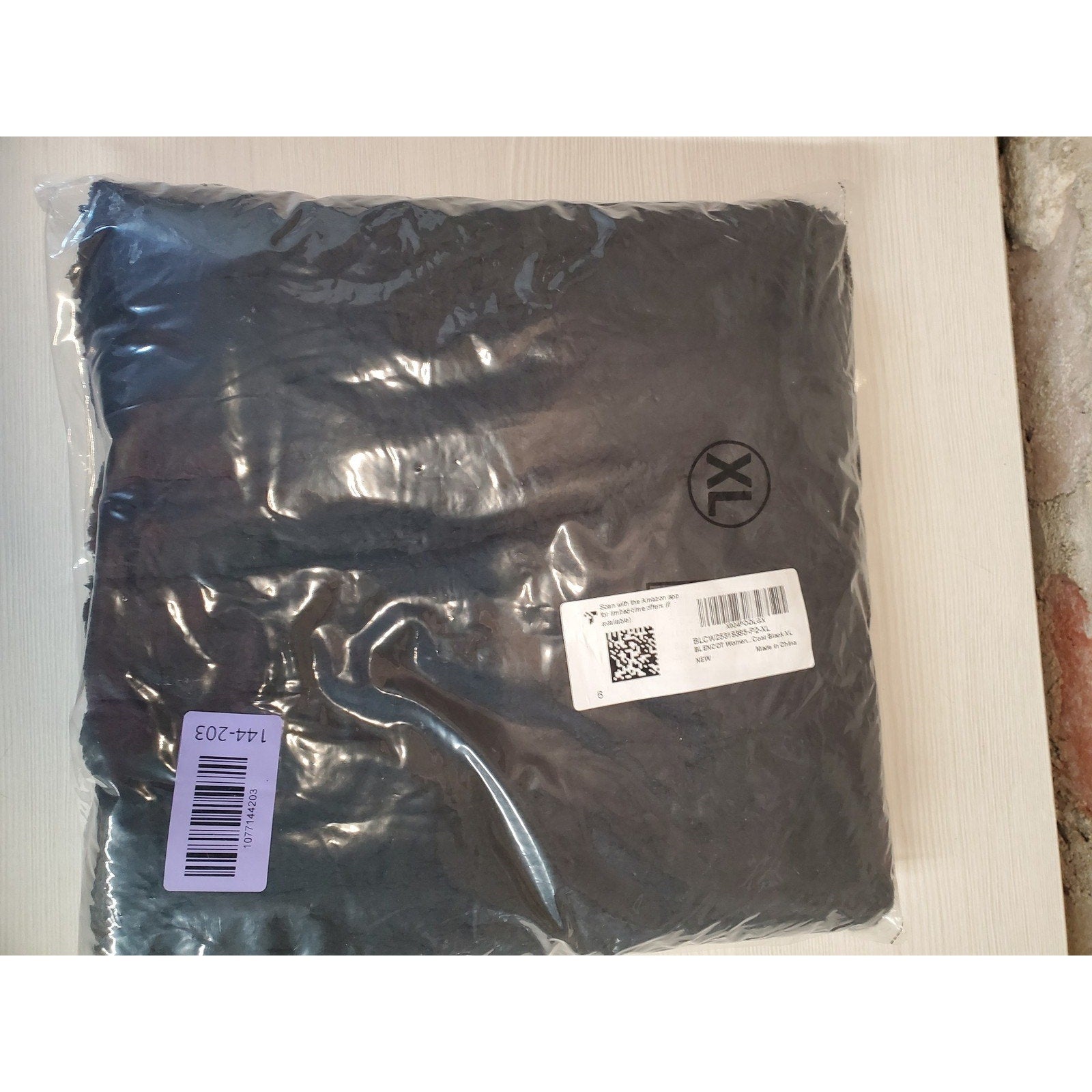 BLENCOT Womens Sherpa Pullover XL Black Fuzzy Fleece Quarter Snap Collar