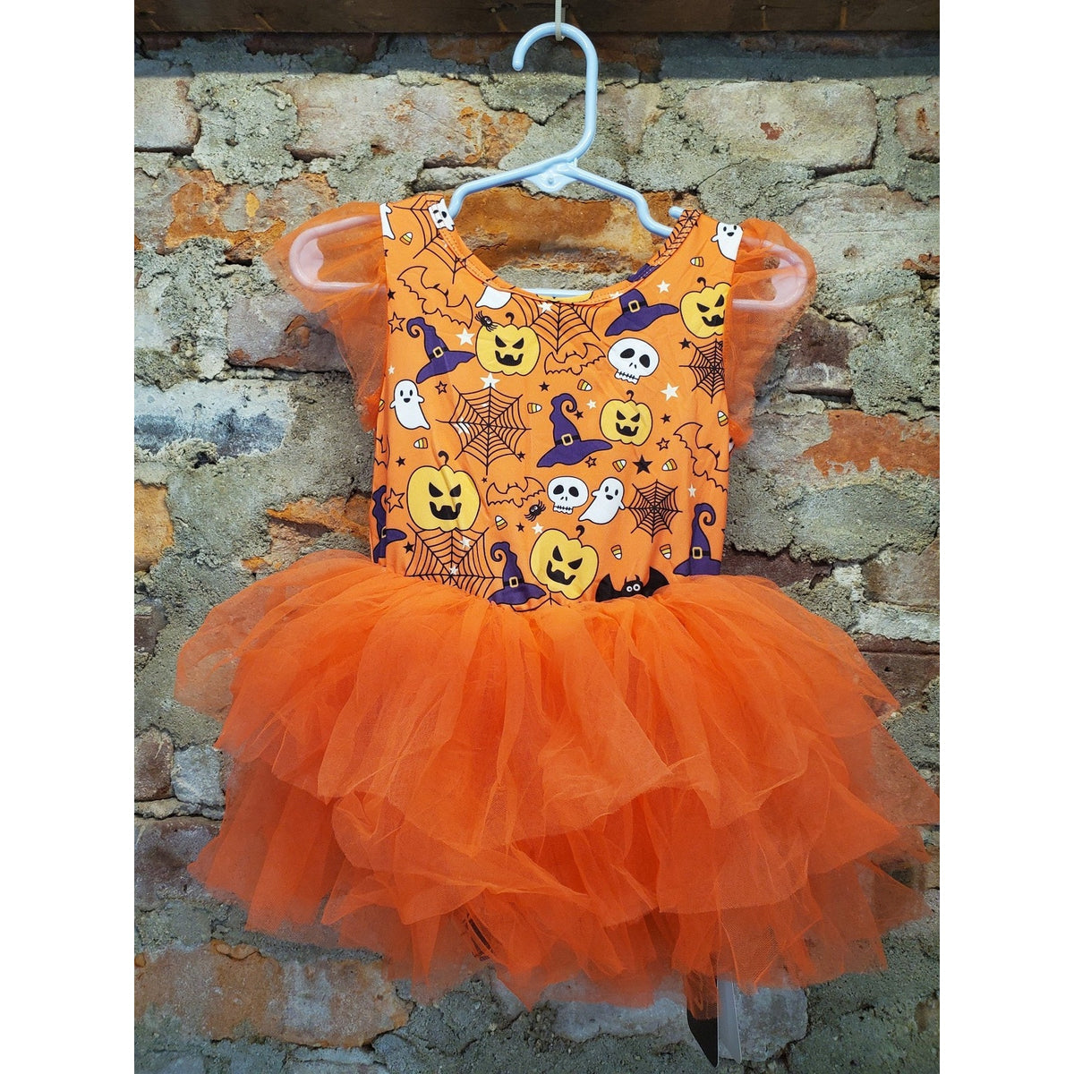 tutu.kk Girls Toddler Halloween Dress Costume 2T Orange Multicolor Pumpkin Ghost