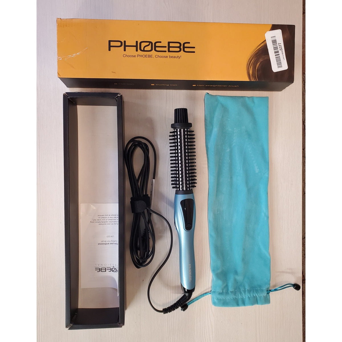 PHOEBE Professional Curling Iron Brush LM-222 Hair Straightener Travel Pouch