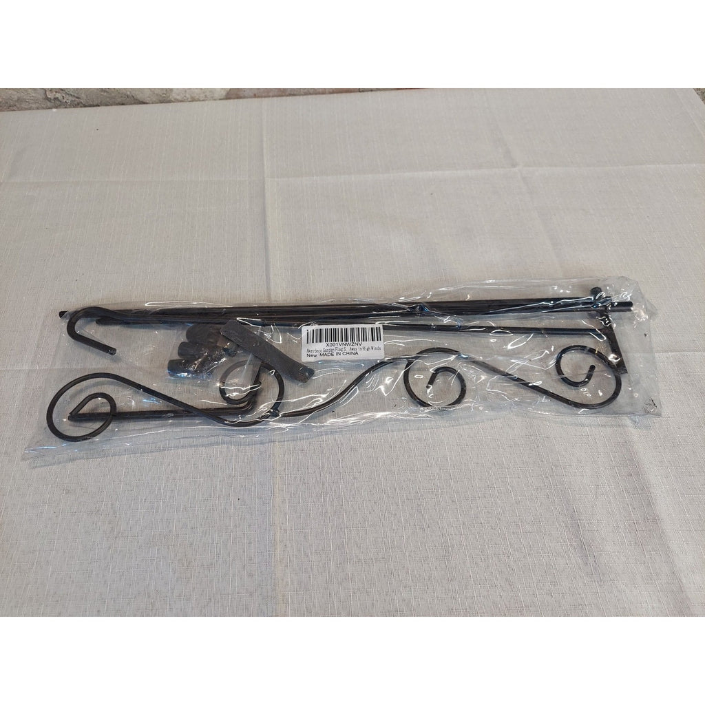 Akeydeco Garden Flag Stand Black Metal Scroll Design High Winds New Holder