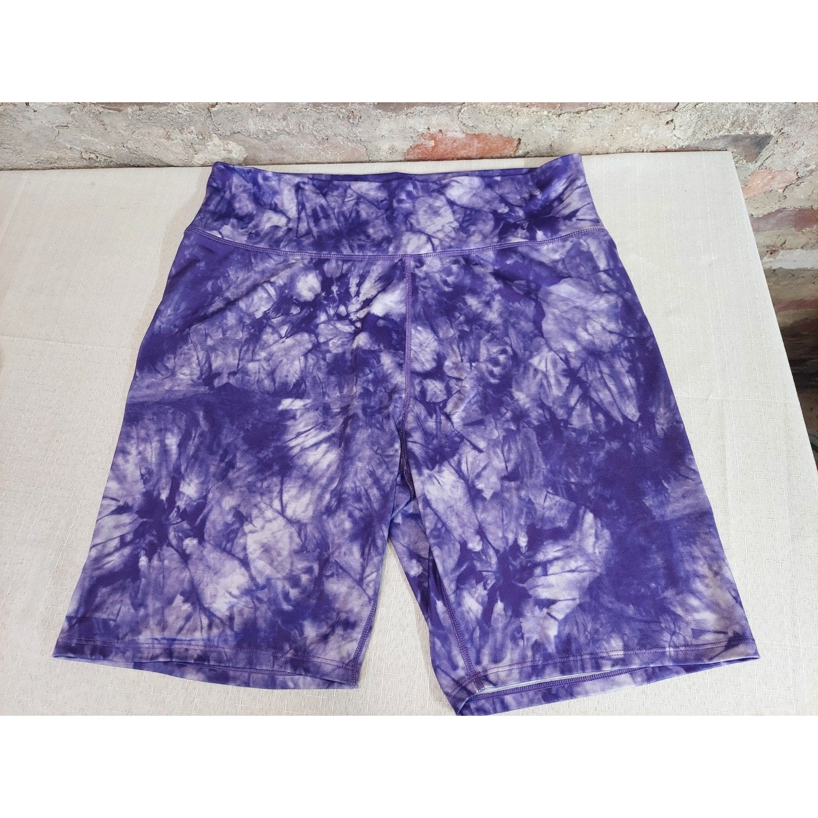 32 DEGREES COOL Womens Biker Shorts XXL Purple Tie Dye Athletic Cycling Yoga