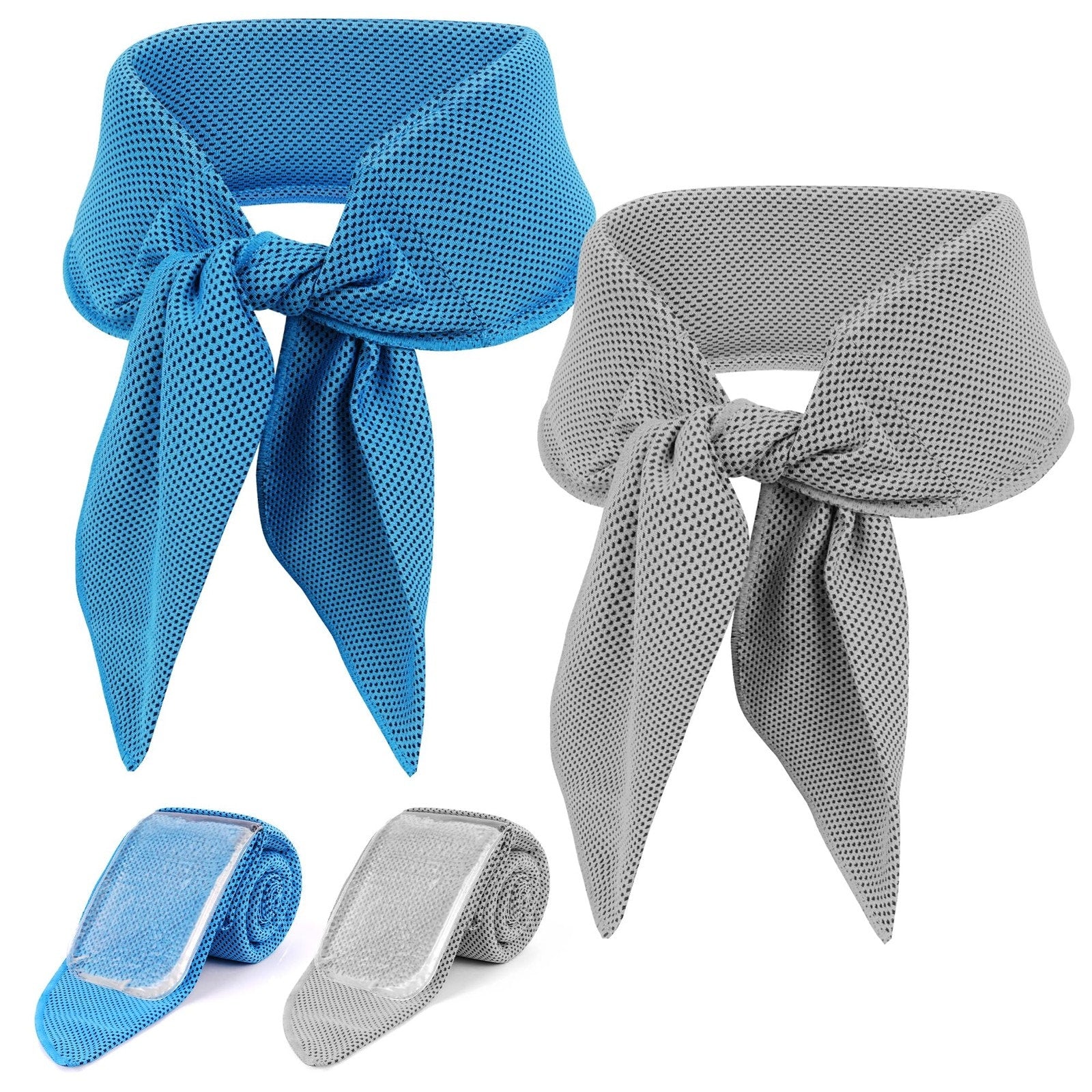 Cooling Neck Accessory Reusable Gel Chill Wrap 2 Pack Blue Gray Sports Workout