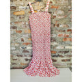 Womens Maxi Dress Smocked Ruffle Hem M Red White Floral Summer Casual