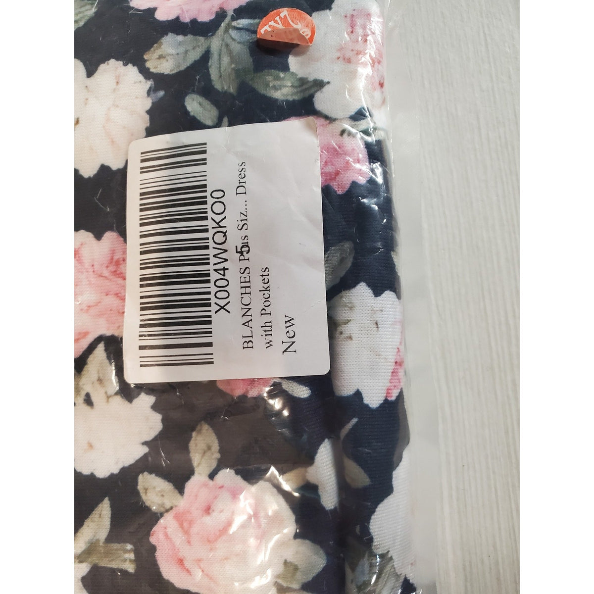 BLANCHES Womens Sz 2x Navy Pink Floral Dress Long Sleeve Pockets New