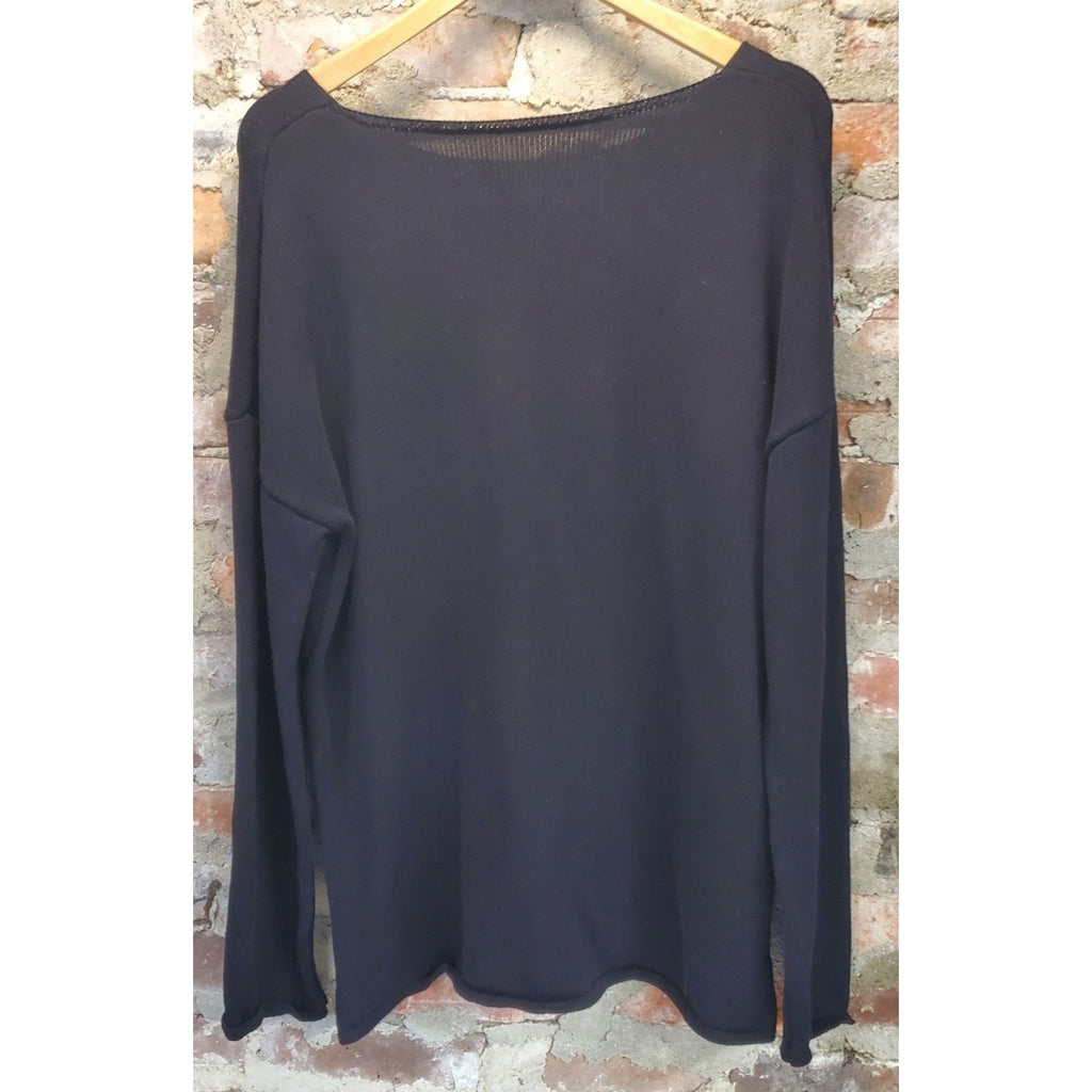 Womens Halloween Boo Pullover Sweater XL Black Gold Long Sleeve Cotton