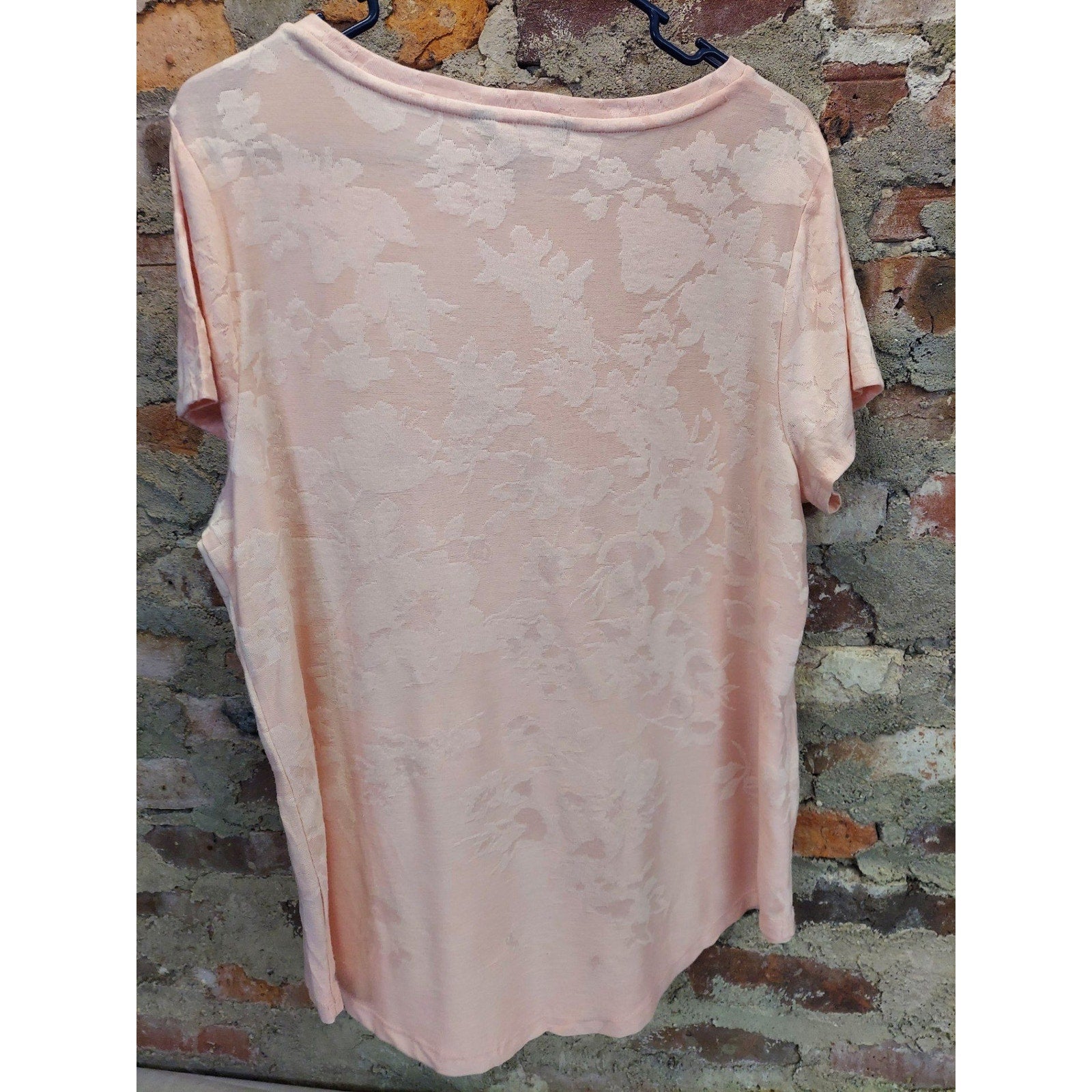 Simply Vera Vera Wang Womens Plus T-Shirt Size 0X Pink Floral Top