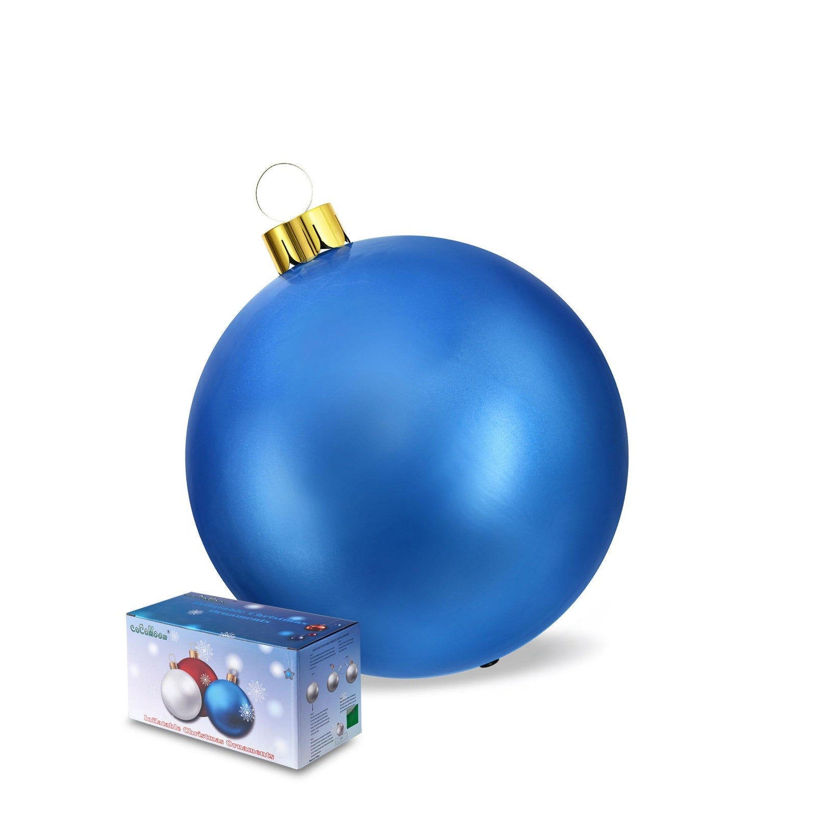 CoCoMoon Inflatable Christmas Ornament Outdoor Yard Decor Giant Large Blue Ball