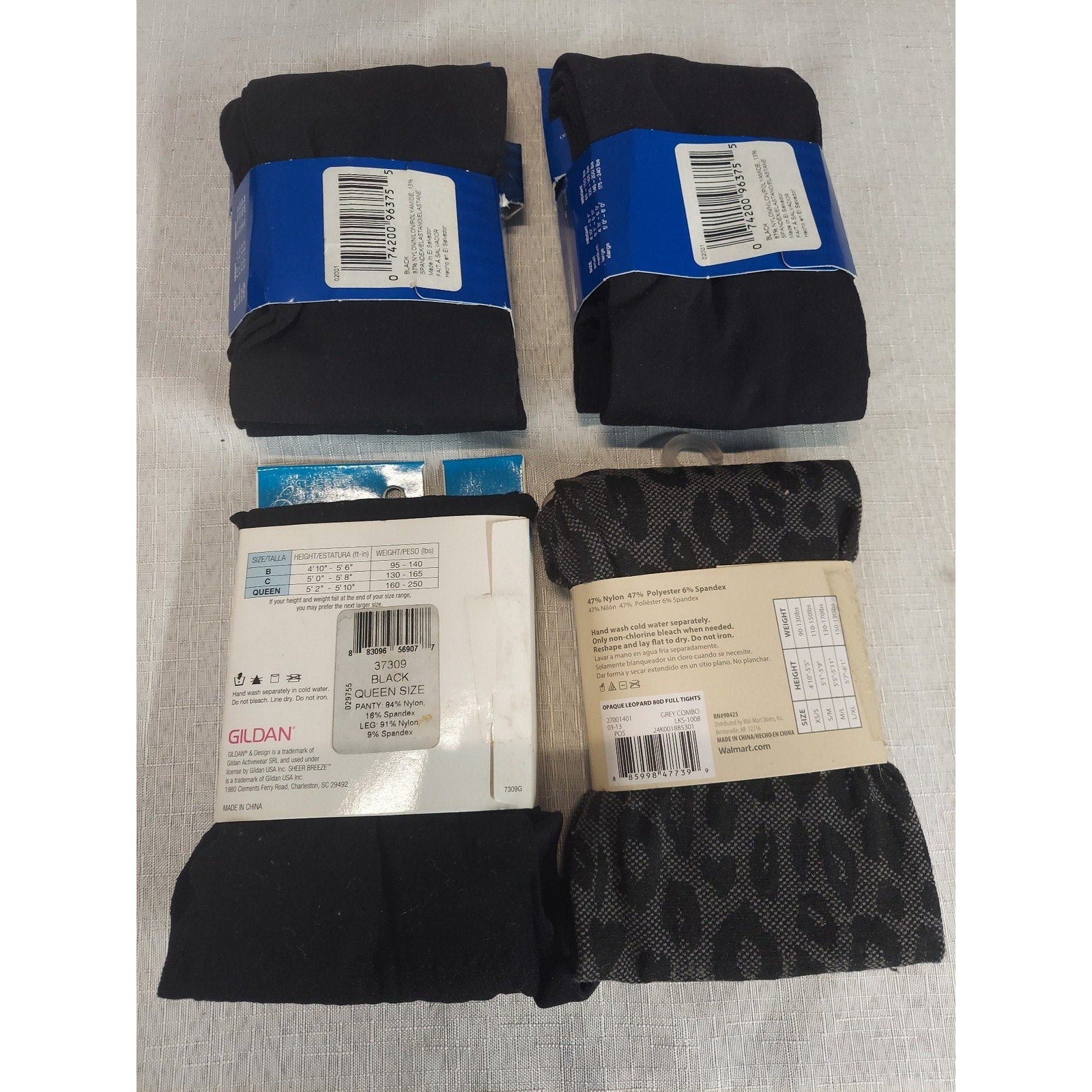 Womens Tights Lot L'eggs Gildan Nobo XL Queen L/XL Black Footless Compression