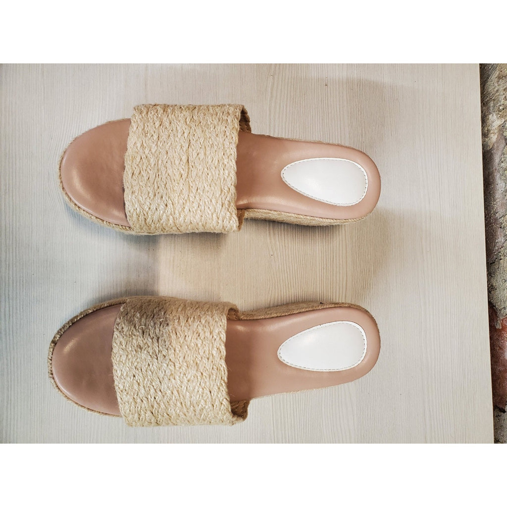 Womens Espadrille Wedge Sandals Size 6.5 Natural Nude Jute Rope Slip On