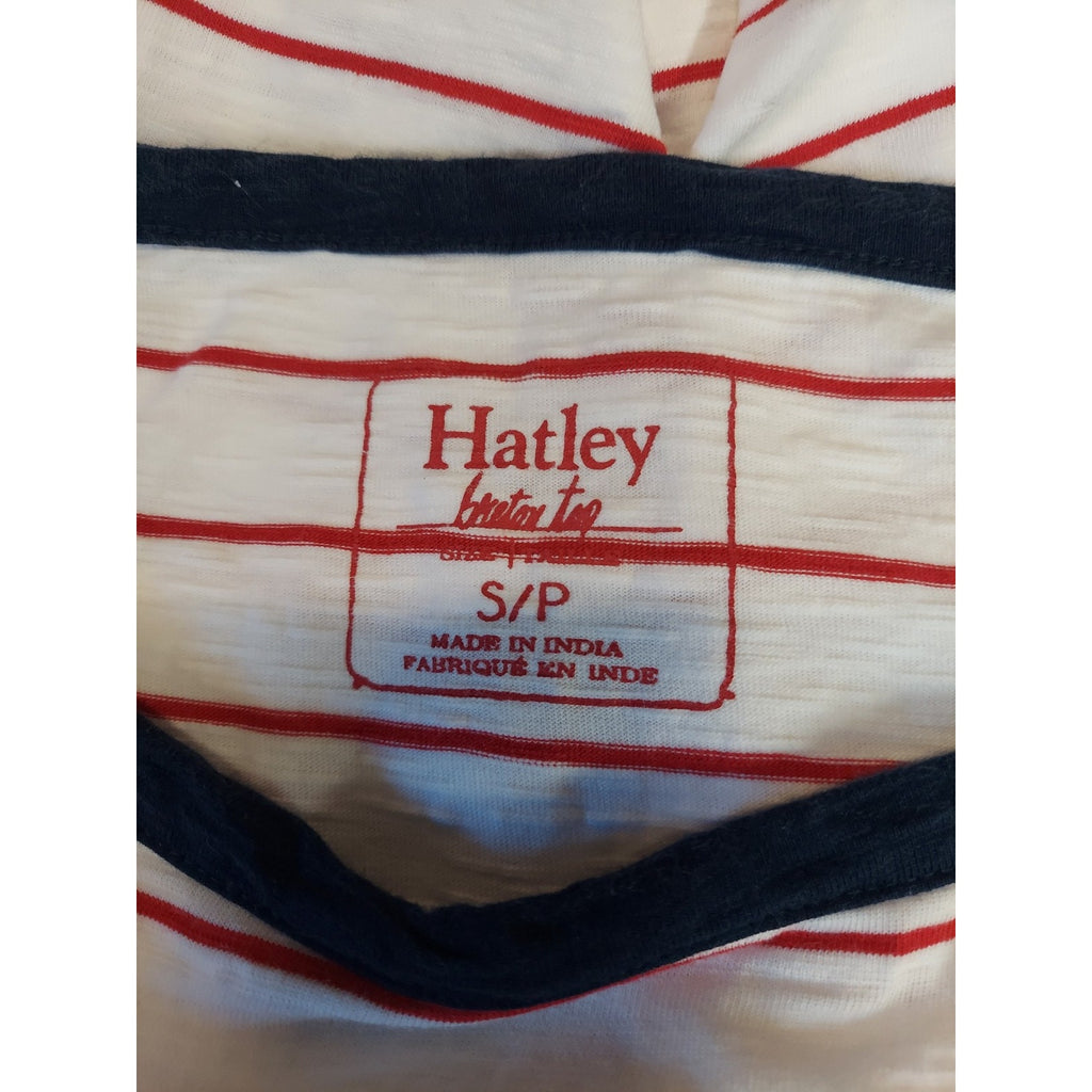 Hatley Womens Breton Top S White Red Navy Anchor Graphic Striped 3/4 Sleeve