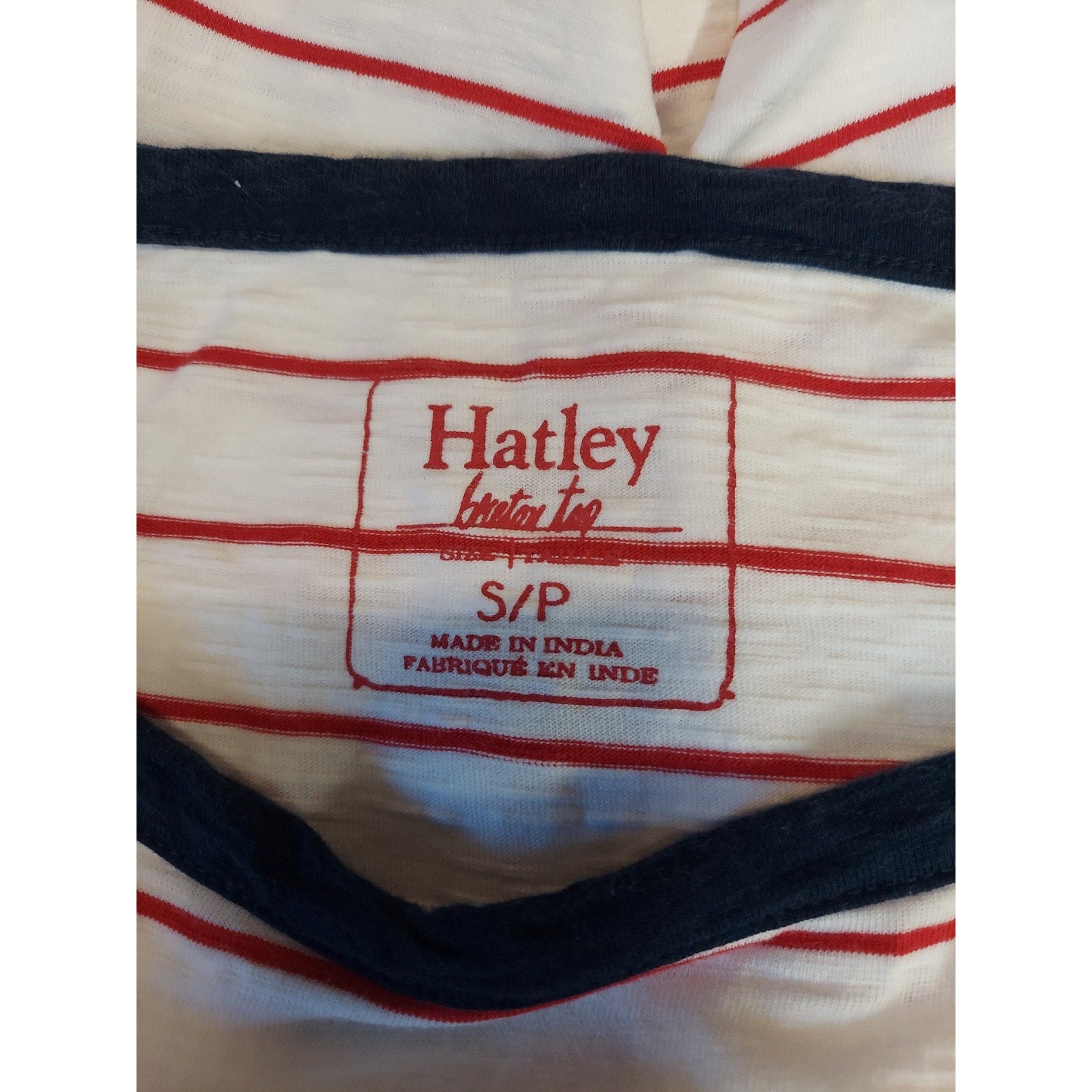 Hatley Womens Breton Top S White Red Navy Anchor Graphic Striped 3/4 Sleeve