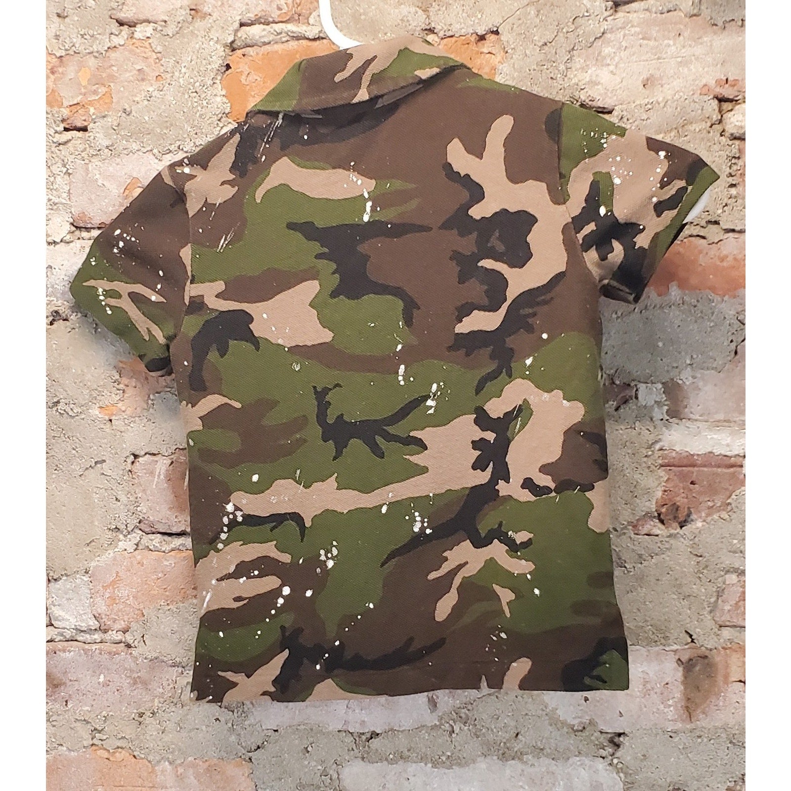 Polo Ralph Lauren Boys Polo Shirt 3/3T Camouflage Paint Splatter Orange Pony
