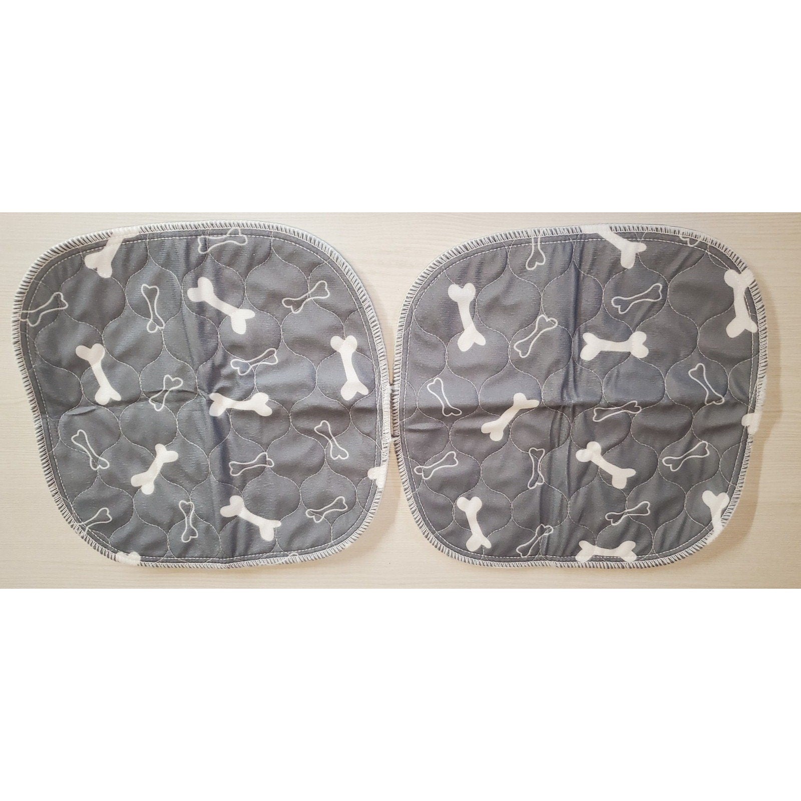 Dog Training Pee Pads Reusable Washable Absorbent Set of 2 Bone Print XS 10x10"