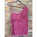 Old Navy Womens Off Shoulder Ruffle Top XXL Pink Floral One Strap Casual