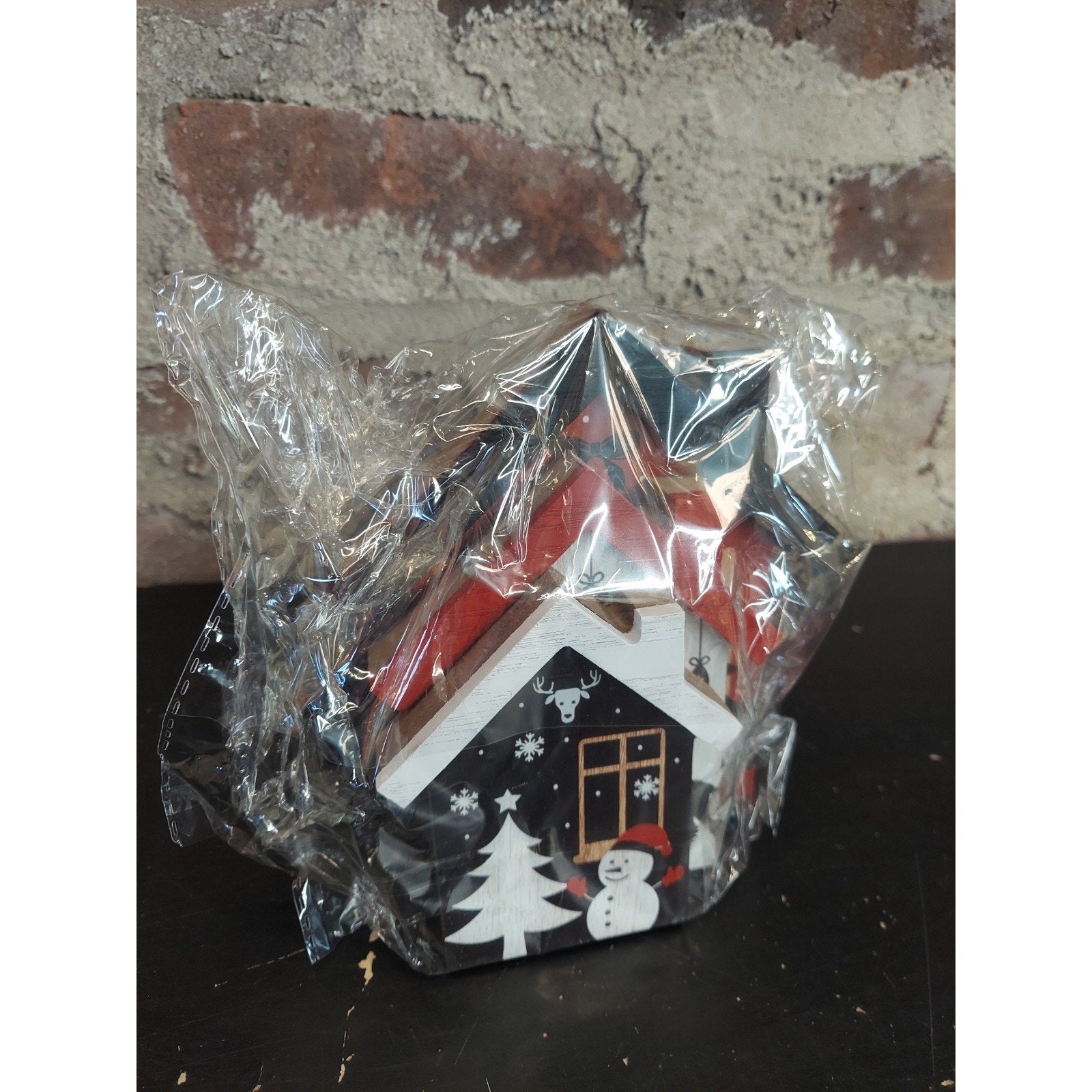 New Wooden Houses Set Christmas Decor Tree Reindeer Red Snowman Santa Decoration