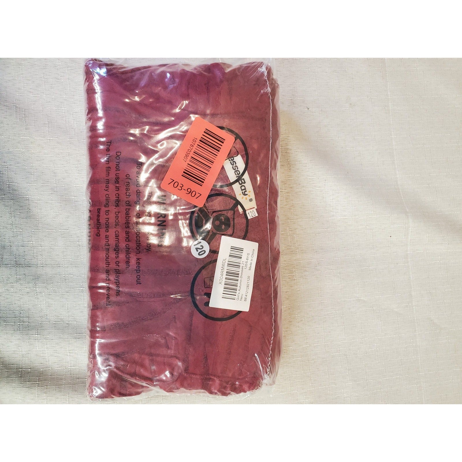 Assenbay Girls Maxi Dress Ruffle Shoulder Long Sleeve Ribbed Maroon Size 6