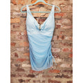 B2PRITY Womens Swimdress One Piece L Light Blue Ruched Tummy Control V Neck NEW