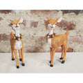 Christmas Reindeer Deer Fawn Figurines Set 2 Jingle Bells Holiday Decor