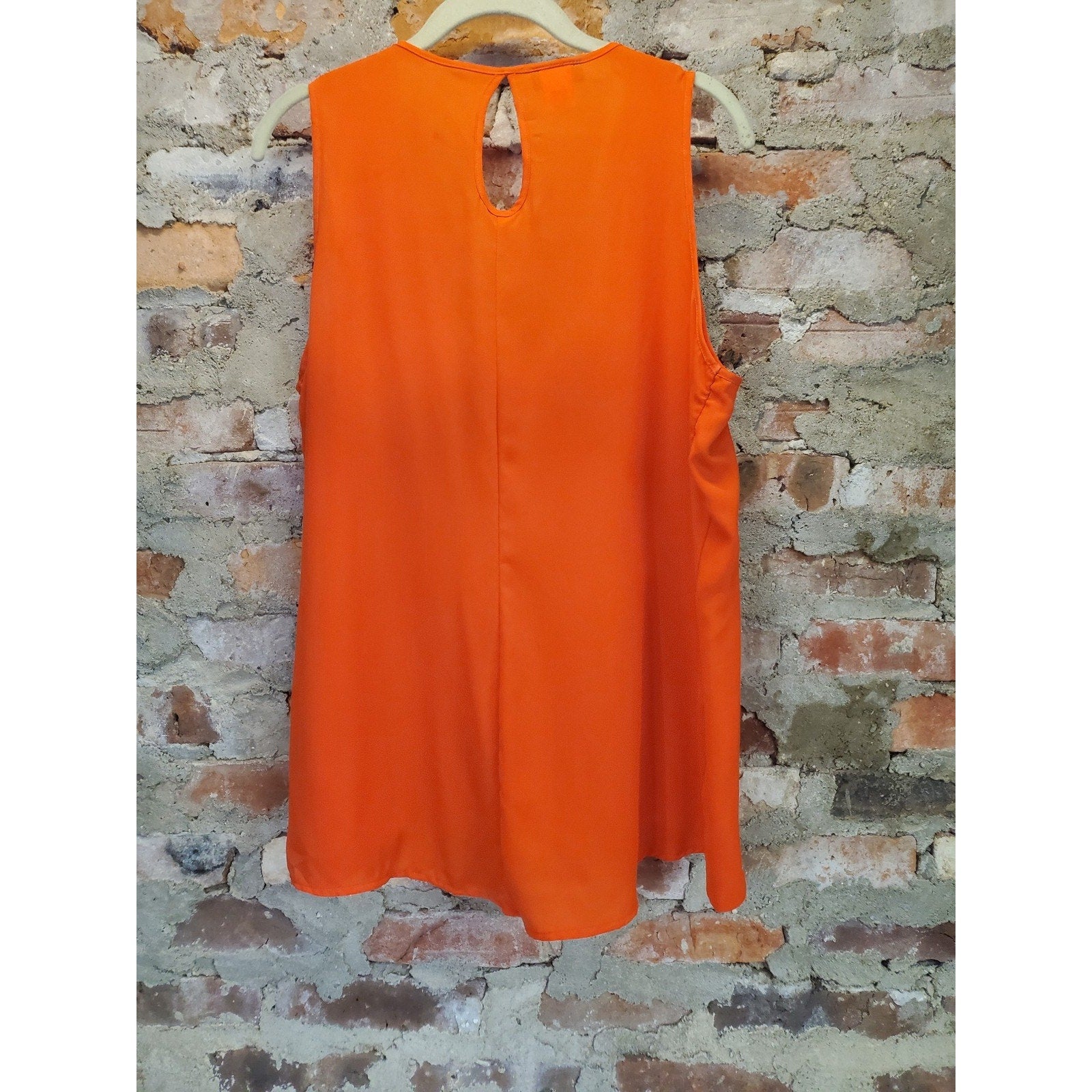 Ashley Stewart Womens Plus Size 1X Orange Draped Sleeveless Keyhole Back Top