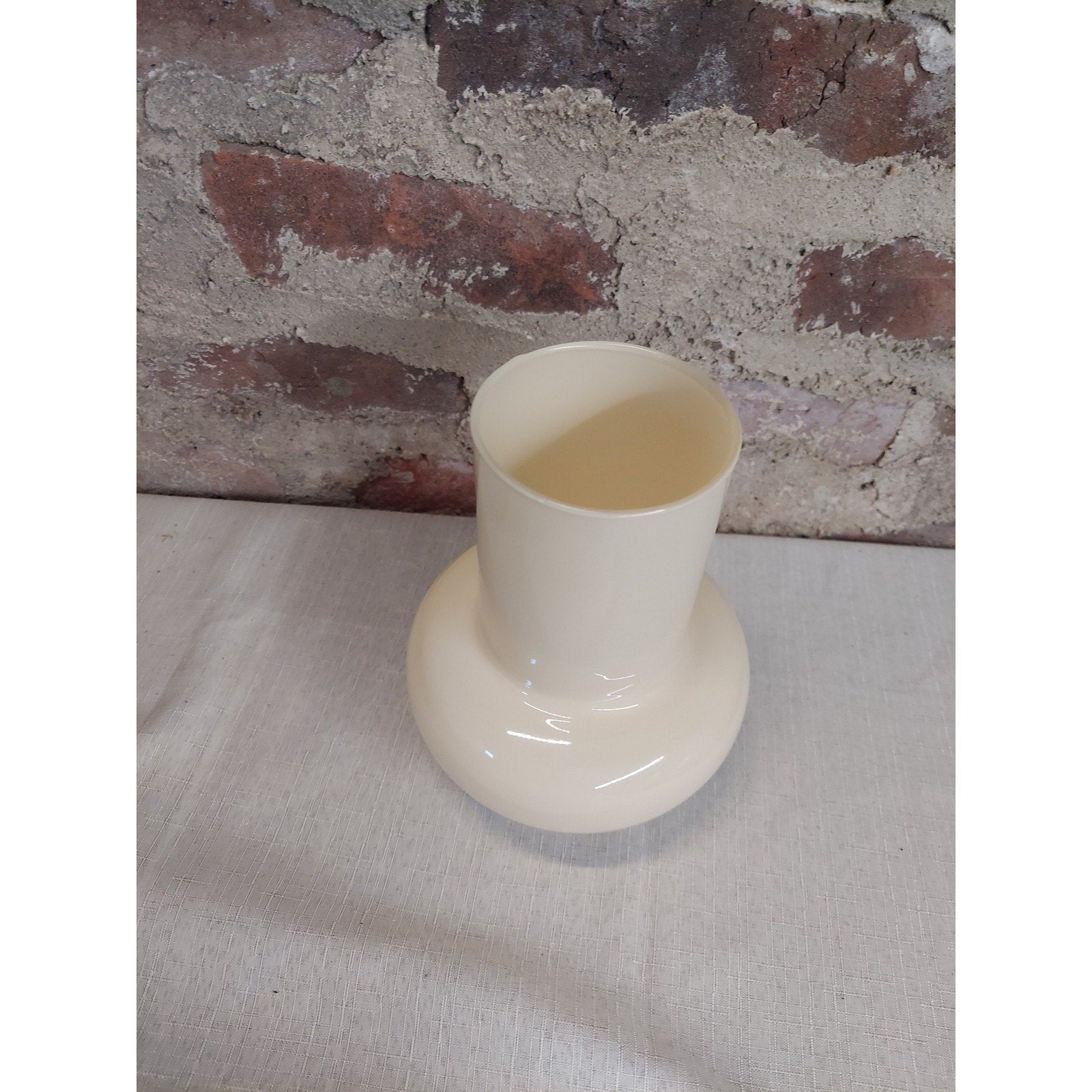 BLOFLO STU Glass Vase Retro Modern Milky Yellow 9" Home Decor Flower Tabletop