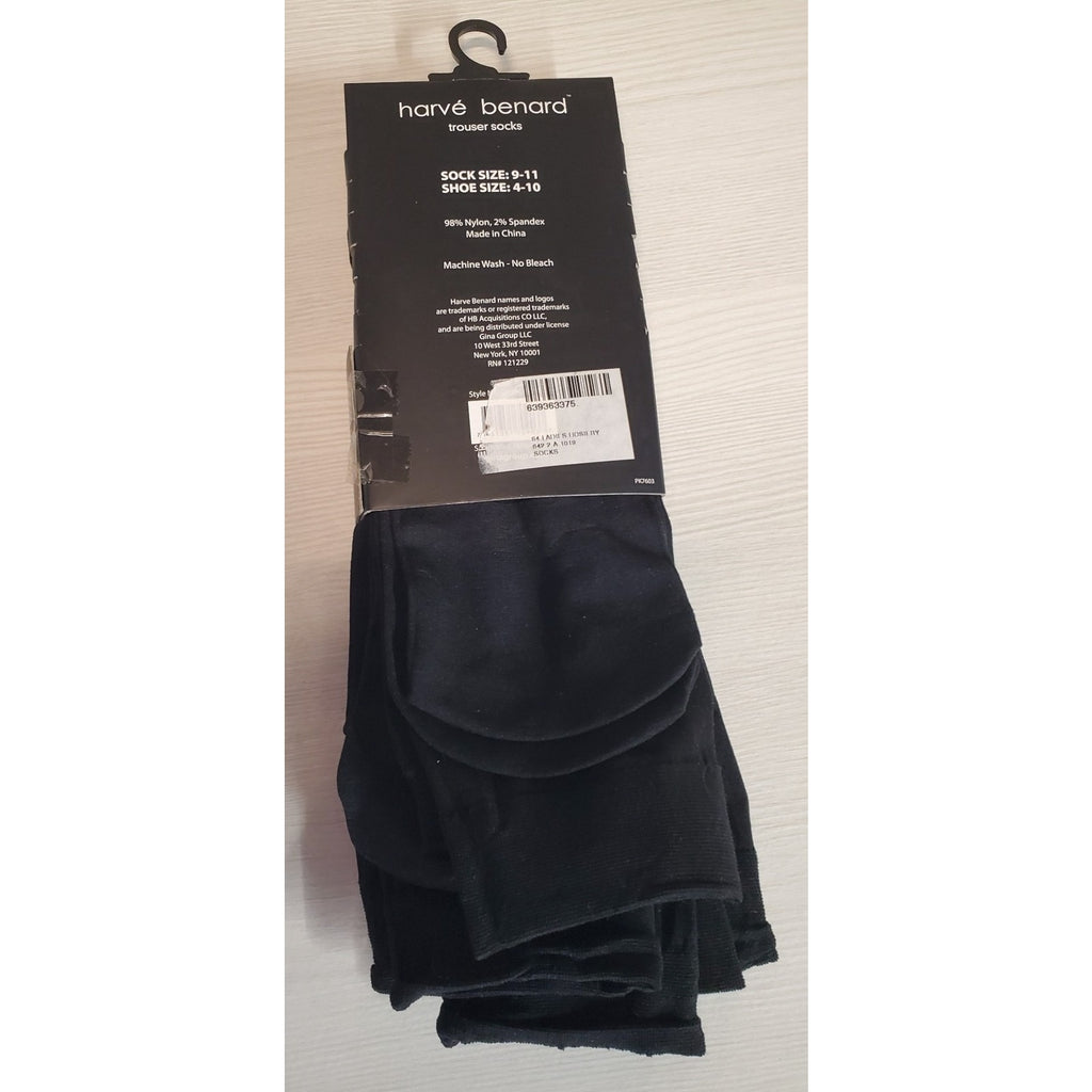 Harvè Benard Womens 6 Pairs Black Trousers Socks Shoe 4-10 9-11 Nylon Spandex