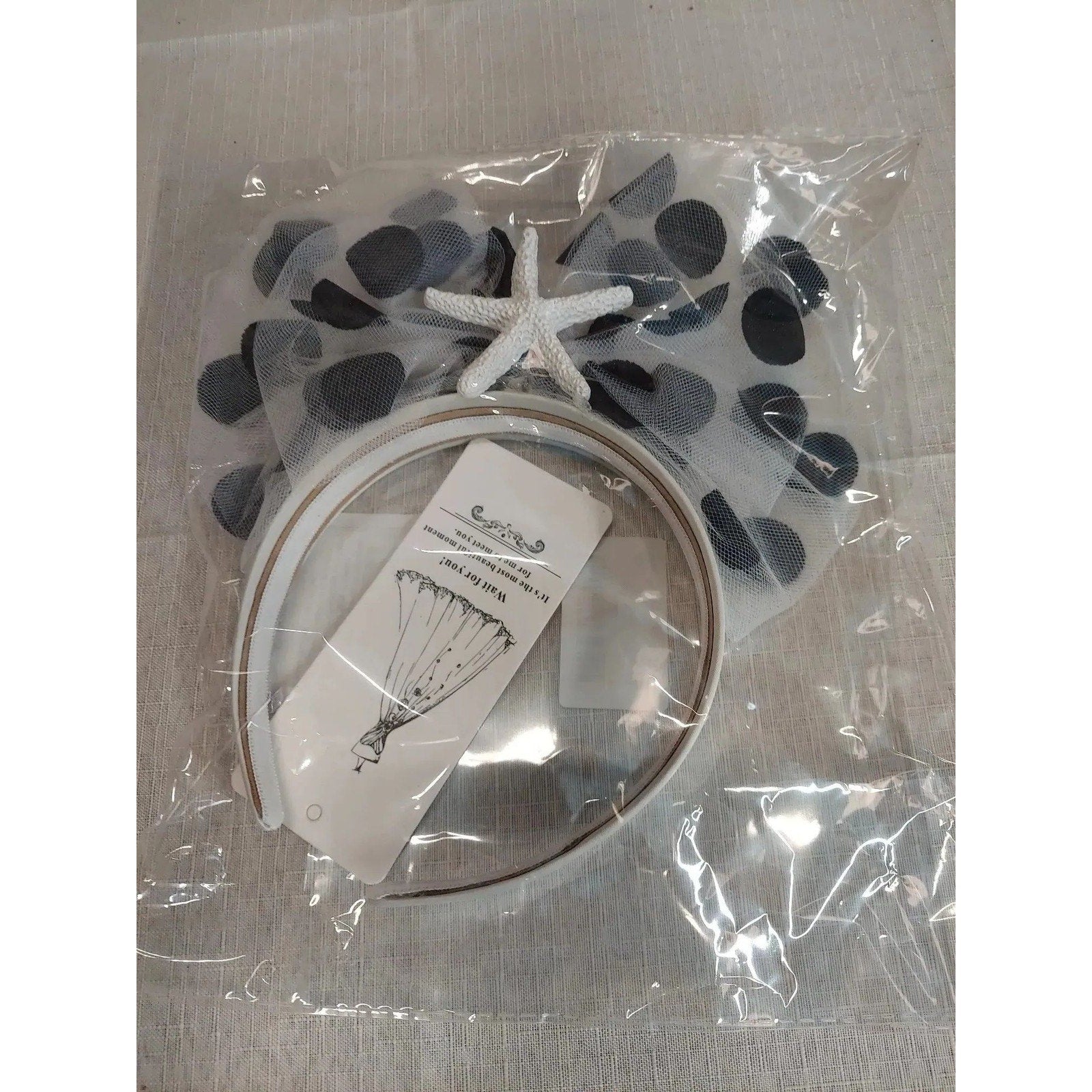 Womens Birdcage Veil Headband Fascinator White Black Polka Dot Starfish Party
