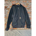 Carhartt Mens Hooded Jacket Coat M Black Loose Fit Full Zip Workwear