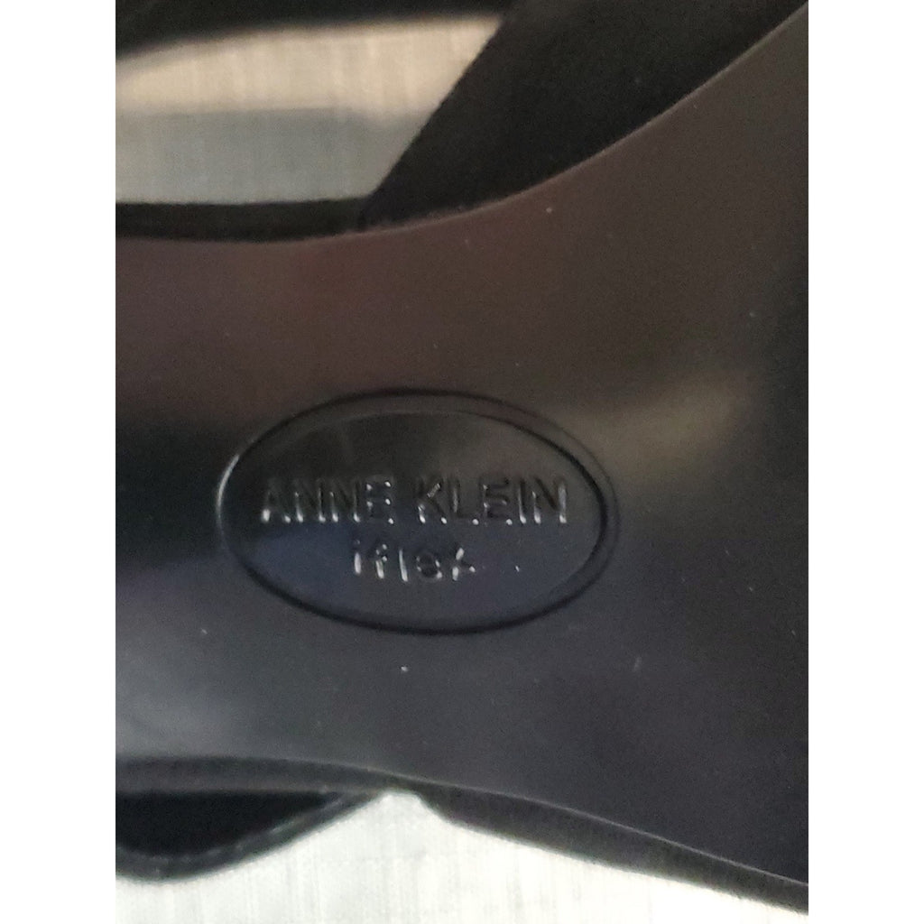 Anne Klein Womens Sz 8.5 Black iflex Mules Slingback Pointed Toe Block Heels