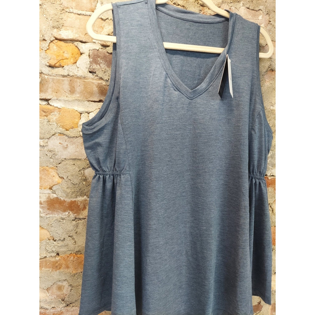 Baléaf Womens Tank Top XL Heather Blue V Neck Sleeveless Flowy Athletic